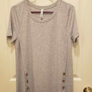 Grey or Mustard yellow top with button accents